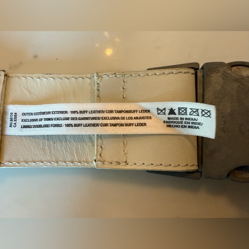 Free People White Leather Diamonte Chain Belt Distressed NEW NWOT - Picture 9 of 11